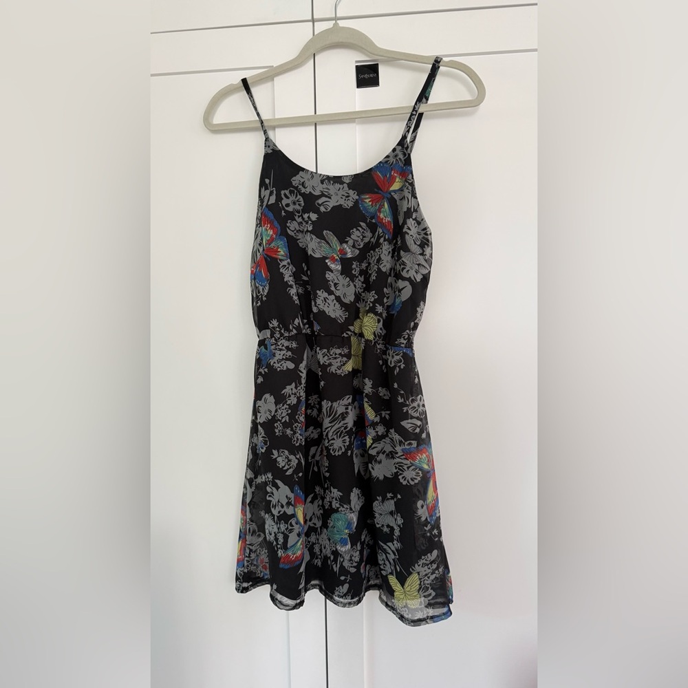 Pinky Black Floral Midi Dress